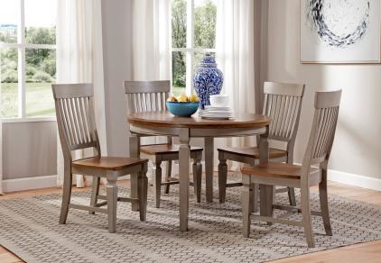 round wood dining table gray